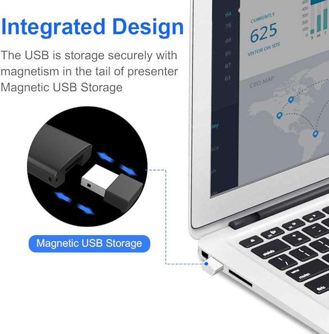 Norwii N99 Air Mouse Presentation Clicker with Pointer, Rechargeable Clicker for PowerPoint presentations, PowerPoint Clicker, Presentation Remote, Wireless Presenter, Handle Mouse - Black