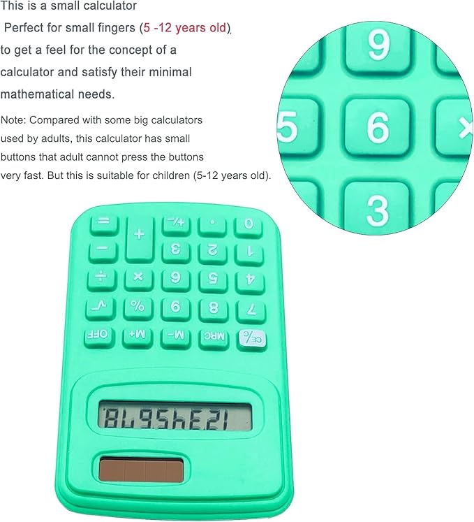 Basic Calculator Dual Power 8 Digit Silicone Button Desktop Calculator (A, Set of 24)