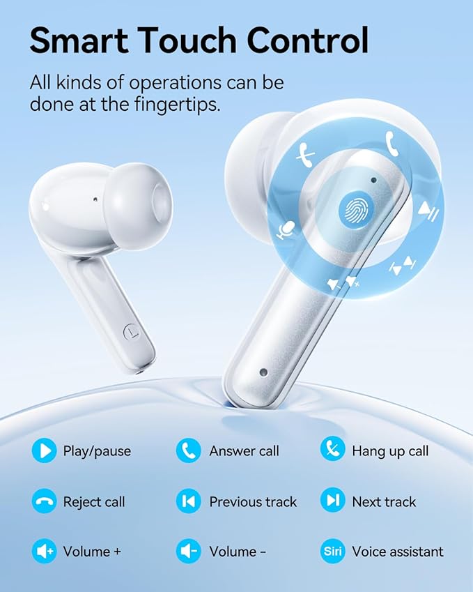 Wireless Earbuds, Bluetooth 5.3 Ear Buds, Headphones with Clear Stereo Sound, 40H Playtime with LED Digital Display, IPX7 Waterproof Earphones Built-in Mic for Phone Tablet Sports Workout
