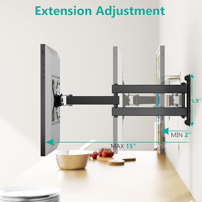 WALI Mount for Echo Show 21, Echo Show 15, Adjustable Wall Mounting Bracket with Heavy Duty 15” Extension Arm, Rotate Tilt Swivel for Echo Show 21, Echo Show 15, Holds up to 33lbs, Black