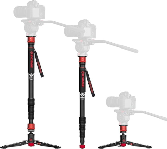 IFOOTAGE 71" Lightweight Travel Monopod with Feet, Aluminum Camera Monopod, Compatible with Sony, Canon, Nikon DSLR Cameras, Payload up to 17.64 lbs/5 KG, Cobra 3 A180T