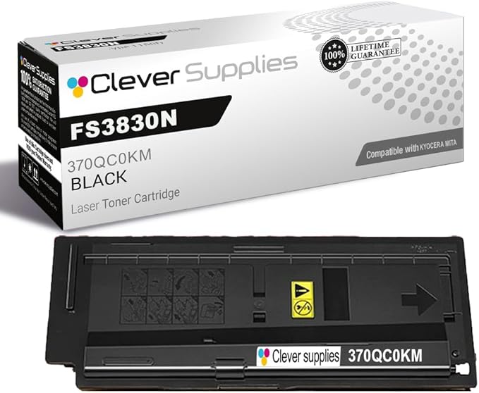 Clever Supplies CS Replacement Compatible with Kyocera FS3830N Toner Cartridge 370QC0KM 370QD0KM to use with FS1920 FS3820 FS3820N (Black, 1-Pack)