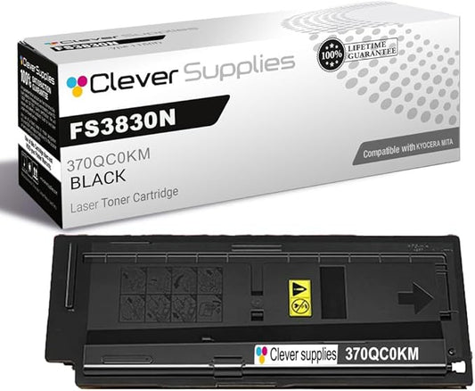 Clever Supplies CS Replacement Compatible with Kyocera FS3830N Toner Cartridge 370QC0KM 370QD0KM to use with FS1920 FS3820 FS3820N (Black, 1-Pack)