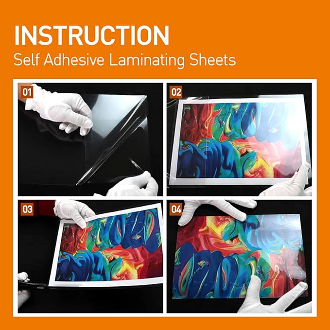 [VIOLETTO] 100 Sheets - Self Adhesive Laminating Sheets for Ultimate Protection. No Machines Needed, 4 Mil Thickness, 8.5 x 11 Inches. Effortless, Durable & Perfect for Documents & Photos.