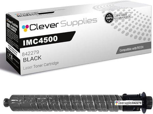 Clever Supplies CS Replacement Compatible with Ricoh IMC4500 Toner Cartridge 842279 to use with IM C4500 IM C6000 (Black, 1-Pack)