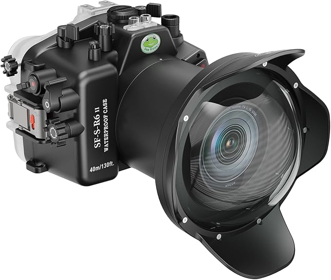 Sea frogs Camera Housing Compatible with Canon EOS R6 II with EF 16-35mm 2.8 Ill Wide Angle Lens,Waterproof IPX8 Rated, 40m/130ft Depth Protection Underwater Camera Case, Ideal for Diving, Surfing