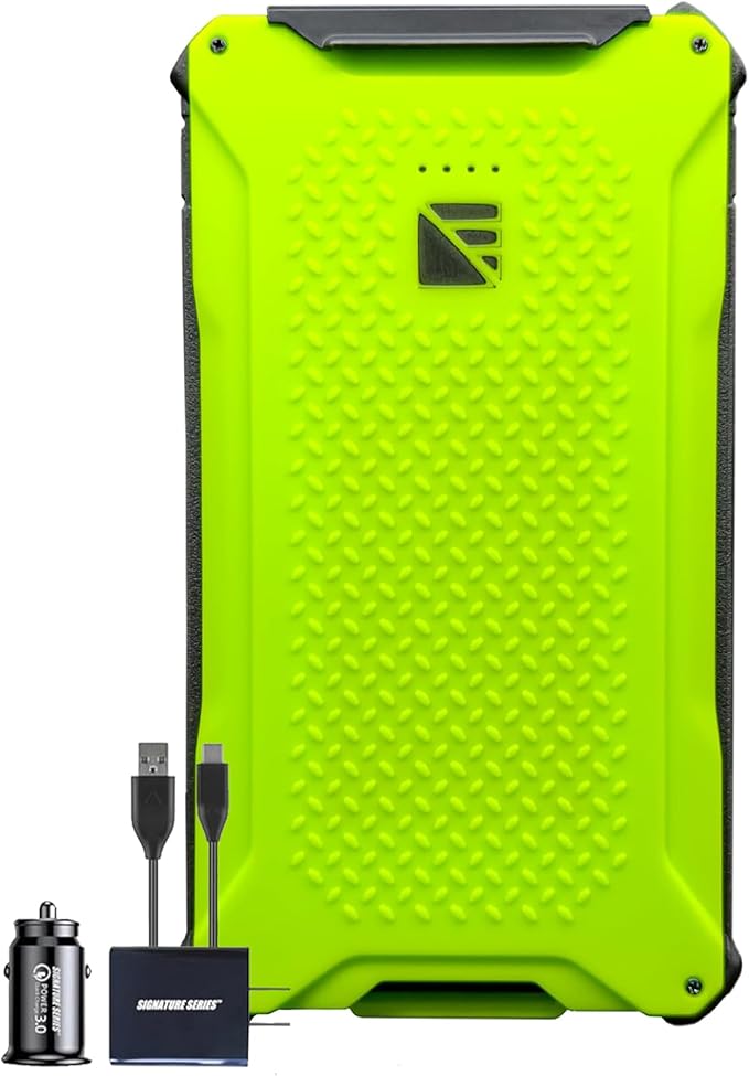 Dark Energy Poseidon Pro Indestructible Portable Charger | USB-A and USB-C Connectors, Ultra-Durable Armorflex, Long Lasting Battery, 10,000 mAh | with Signature Series Plugs, Green