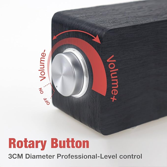 MICA Computer Speakers, Wired Computer Sound Bar, Wooden Mini Soundbar, USB Powered PC Speakers 3.5mm AUX & PC Input (Black)