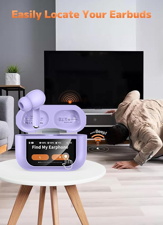 Wireless Earbuds, Bluetooth 5.4 Headphones with ANC Noise Cancelling and Deep Bass Stereo, 48H Playtime for Laptop - Purple