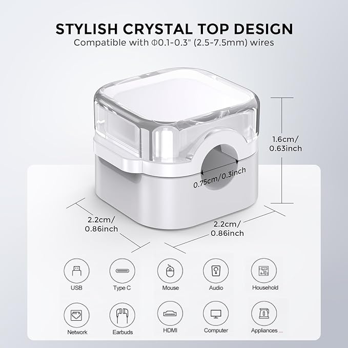 AhaStyle Magnetic Cable Organizer [1s Lock] 6 Pack Cord Holders Clips Strong Adhesive Cord Keeper [Smooth Adjustable] Hide Wire Cord Organizer for Nightstand Kitchen Car Office (White)