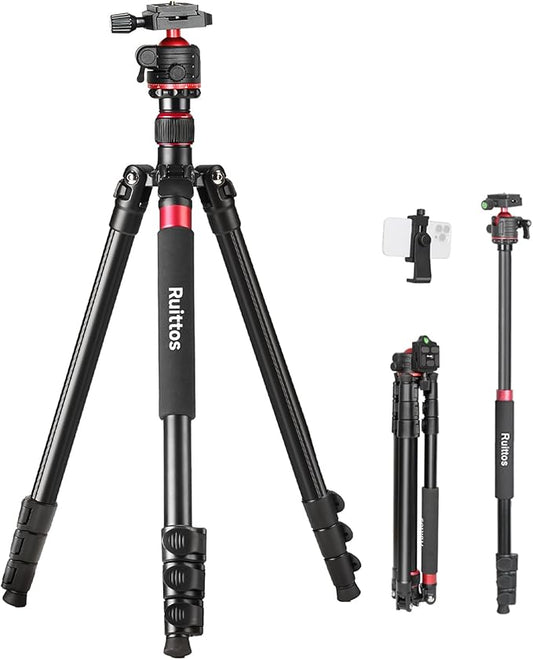 Travel Tripod, 70" Camera Tripod Monopod with Ball Head Lightweight Aluminum Portable for DSLR/SLR Cameras, Video Camcorders, Action Cameras, Phones, Telescopes...8.8lbs (TM70-LB36)