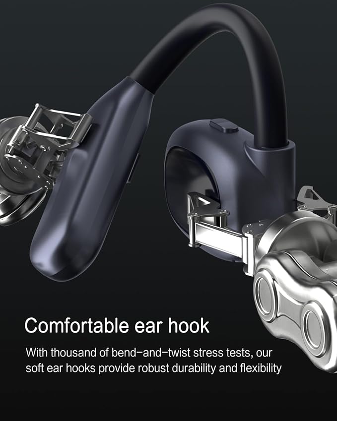 Open Ear Headphones, 80H Playtime Air Conduction Earbuds w/Fast Charging, 16mm Hi-Fi Audio Drivers, Physical Buttons, ENC Mic, IPX5 Waterproof, Bluetooth 5.4, 2025 Upgrade for Workout Black