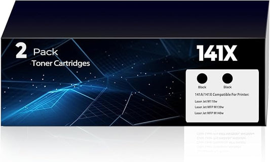 141X Toner Cartridges 2 Black Replacement Pro M110w for HP 141X 141A Toner (with Chip) W1410X W1410A Works for MFP M140w M139(2 Black)
