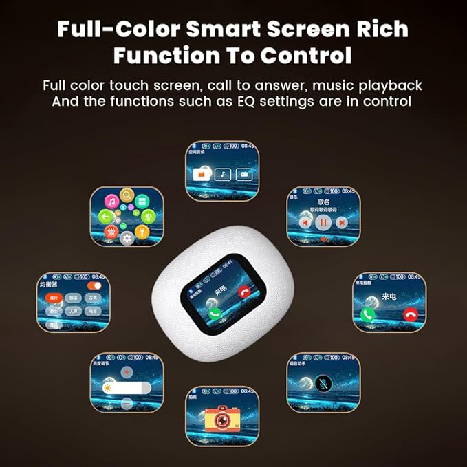 Open Ear Earbuds Ultra Comfort Wireless Bluetooth 5.4 Headphones Over The Ear Earbuds with Intelligent Touch Screen EarHooks IPX7 Waterproof Bone Conduction Earphones for Fitness Sports-White