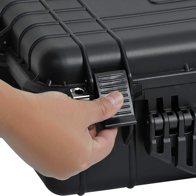 MEIJIA Portable Waterproof Protective Case,Hard Camera Case,Customized Fit Foam Inserted, Elegant Black,Fit for Camera, Equipments, Lens,Drones(Black)