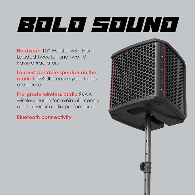 wet sounds Portable Bluetooth Speaker with Lithium Ion Battery, IP67 Rating, Powerful Bass 40 Hour Playtime, Wireless SKAA Pairing Technology, for Outdoor, Beach, Boat, Tailgating, Stackable Design