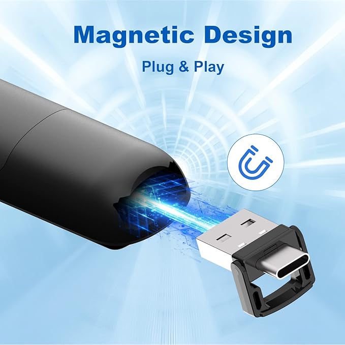 Presentation Clicker PowerPoint Wireless Presenter Remote: Rechargeable Green Laser Pointer Clickers USB A Type C Computer Mac Power Point PPT Slideshow Google Slide Advancer
