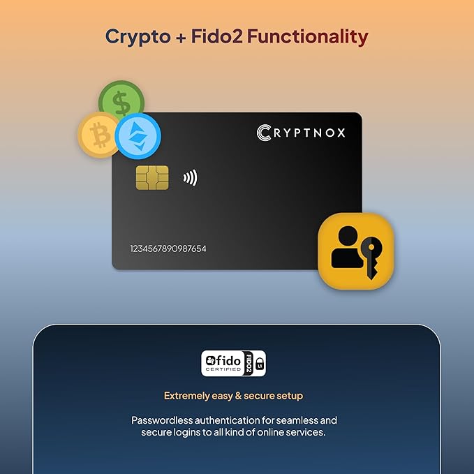 Ultra Secure Crypto Hardware Wallet – Pack OF 2 |Crypto Wallet Cold Storage for Bitcoin, Ethereum, Nfts & More | Biometric Pairing, Encrypted NFC Tap-To-Sign | Bonus FIDO2 Security Key Functionality