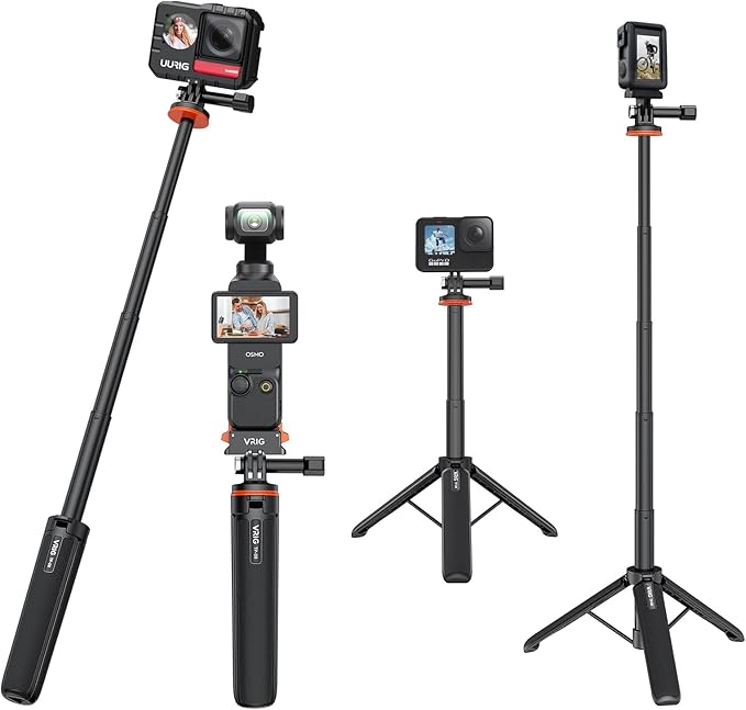 VRIG TP-08 20.1" Mini Extendable GoPro Tripod Portable Selfie Stick Tripod Camera Tripod for GoPro Max Hero 11 10 9 8 7 6 5 4 3 3+ 2 1 Session