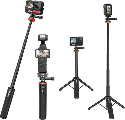 VRIG TP-08 20.1" Mini Extendable GoPro Tripod Portable Selfie Stick Tripod Camera Tripod for GoPro Max Hero 11 10 9 8 7 6 5 4 3 3+ 2 1 Session
