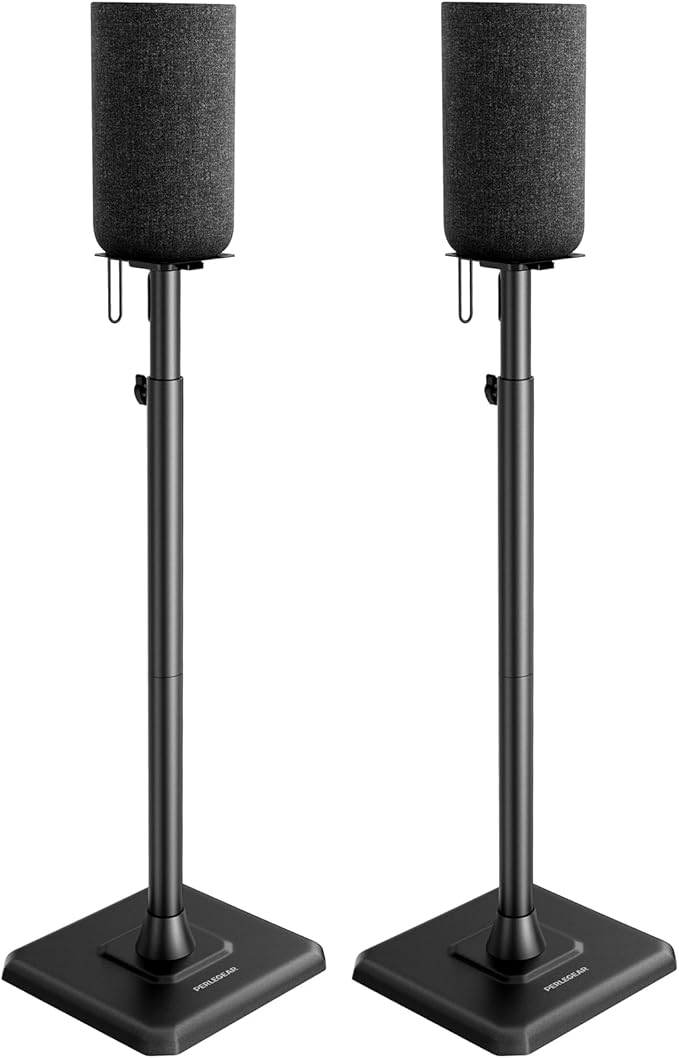 Perlegear Speaker Stands Pair, 33-42 Inch Height Adjustable Stands for Small Bookshelf & Satellite Speakers with Cable Management, 13.2 lbs Capacity, PGSS12