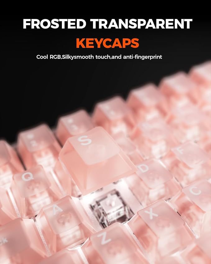 DAREU COOL60 60% Hall Effect Gaming Keyboard with Magnetic Switch, SOCD, 0.01mm Actuation Adjustable Rapid Trigger,8000 Hz Polling, Frosted Transparent Keycaps, Hot-swap, RGB Backlit