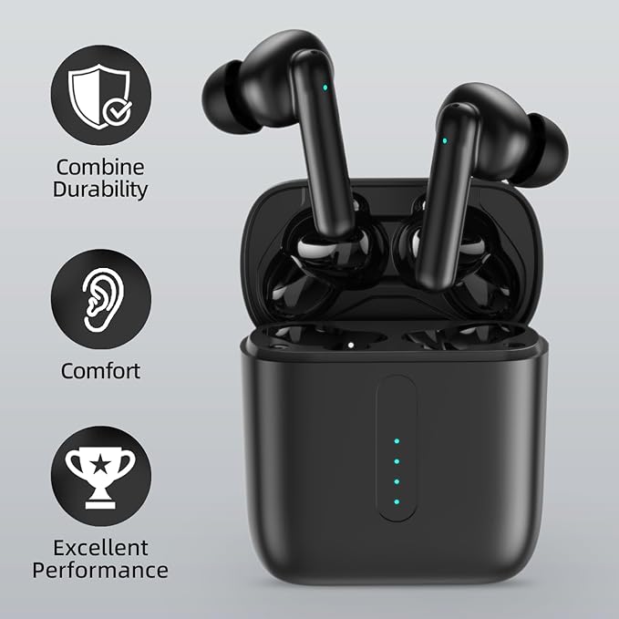 ANC Wireless Earbuds with Big Bass Durable, Lightweight Design for Noisy Factories, Gym, and Travel, Includes 3-Size Tips for Secure Fit