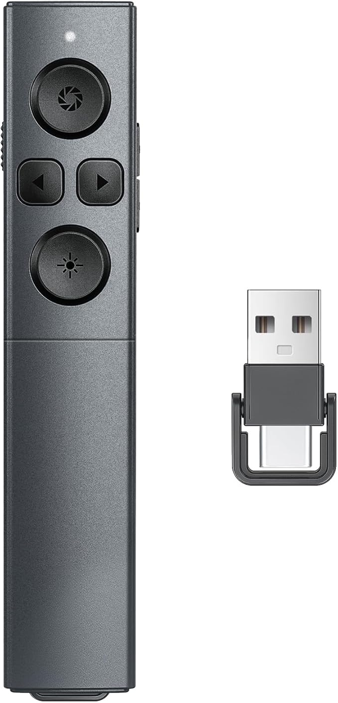 Presentation Clicker Wireless Presenter Remote Clicker, Clicker for Powerpoint Presentations,2-in-1 USB A/USB C Powerpoint Clicker for Google Slide Advancer & Volume Control, Presenter Remote for Mac