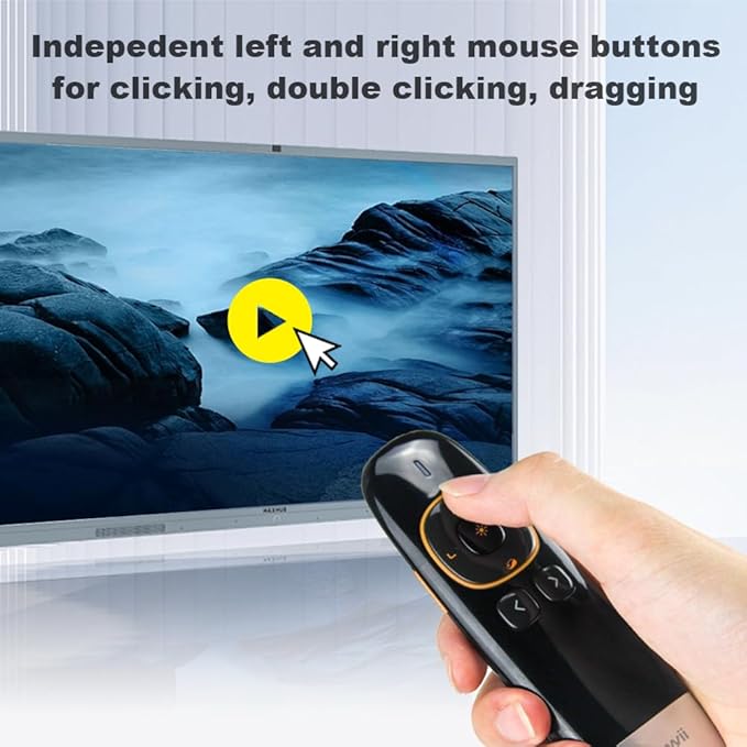 Norwii N86s Ergonomic Wireless Presenter Clicker for LED LCD TV Screen with Digital Pointer, Air Mouse Presentation Clicker for PowerPoint, Presenter clicker with Highlighting Magnify -50M