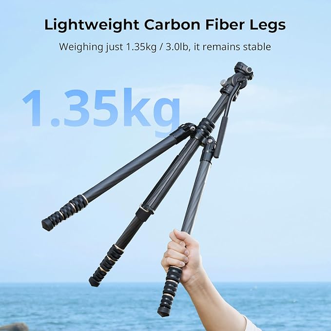 SmallRig CT150 Carbon Fiber Travel Video Tripod, 61.8'' Max Load 3kg / 6.6lb for Cameras, DSLR - 4937