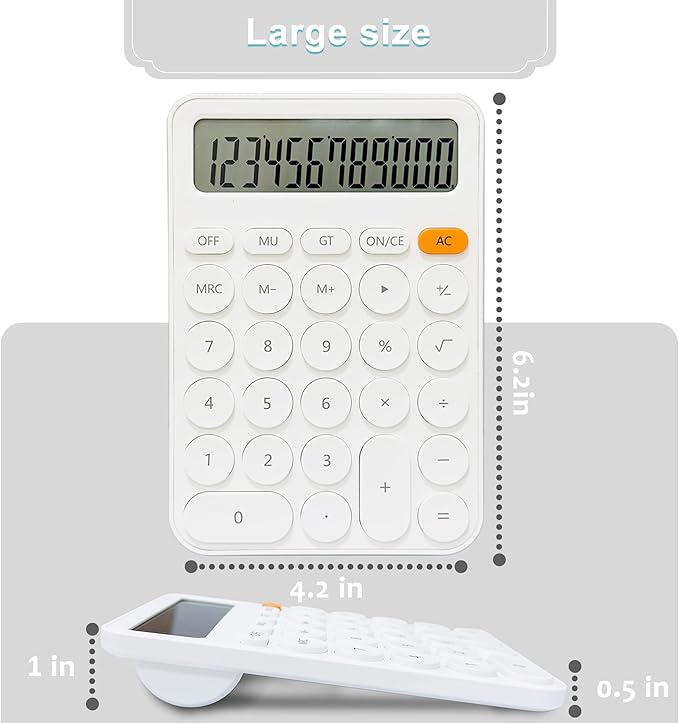 Standard Calculator 12 Digit,6.2 * 4.2in Desktop Large Display and Buttons,Calculator with Large LCD Display for Office,School, Home & Business Use,Automatic Sleep,15 °Tilt Screen