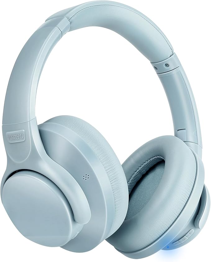 TUINYO Wireless Headphones - Noise Cancelling Over Ear Bluetooth Headphones with 60H Playtime, Deep Bass Hi-Fi Stereo Sound & Comfortable Earpads for Travel, Home and Office-Blue Gray…