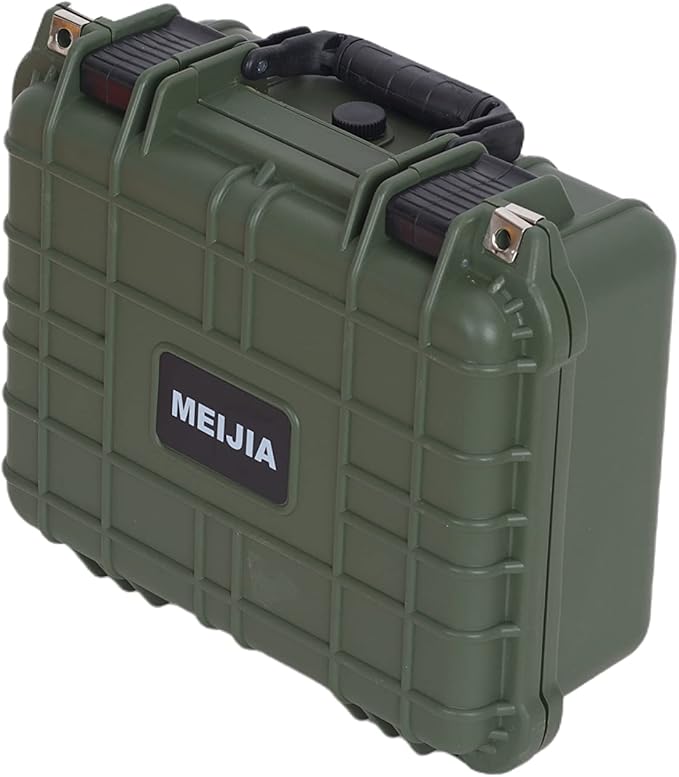 MEIJIA Portable All Weather Waterproof Protective Case,Hard Case,Camera Case With Customized Fit Foam,Fit Use of Drones,Camera,Equipments,Pistols,13.35 x11.63x5.98inches (Green)