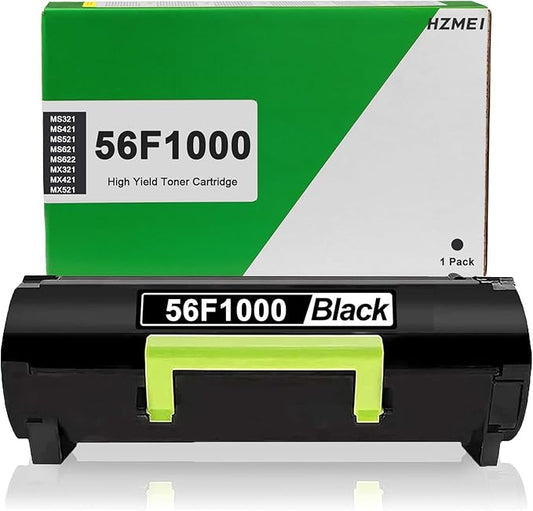 High Yield 56F1000 56F000G Toner Cartridge with Chip 56F1000 Black Toner Cartridge Compatible for Lexmark MS321 MS421 MS521 MS621 MS622 MX321 MX421 MX521 MX522 MX622 Laser Printer