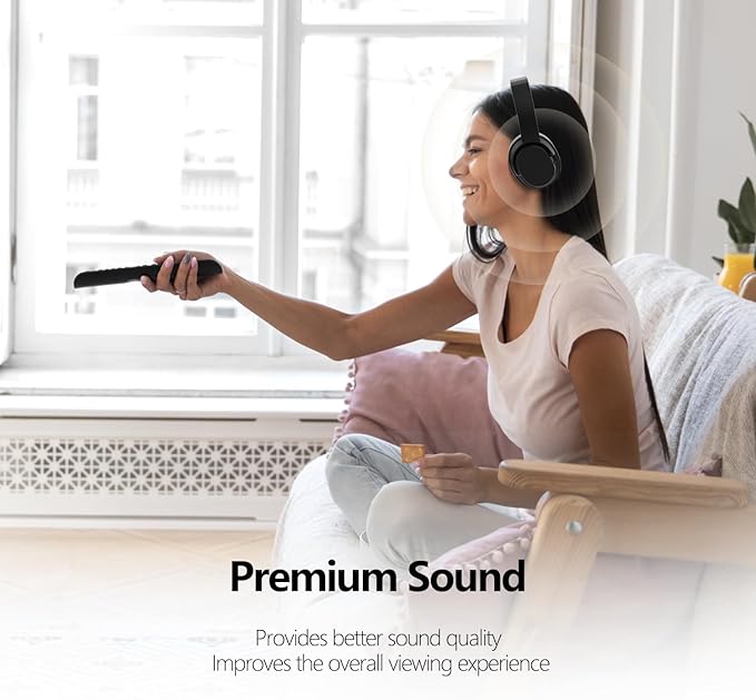 Wireless TV Headphones, TV Headphones Wireless for Seniors with Transmitter Charging Base, Bluetooth Headphones Compatible with All TVs, No Audio Delay, Plug and Play, Gift for the Elderly/Parents