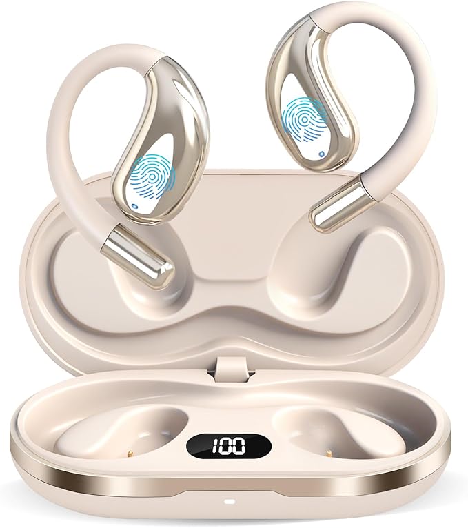 AI Translation Earbuds Real Time, 164 Language Translator Earbuds OWS 3-in-1 Translation Headphones, Translation Device for Travel Business Learning Compatible with iOS and Android,Khaki