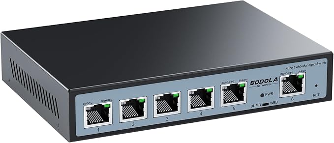 2.5Gb Easy Web Managed Switch, 2x10GBase-T Ports and 4x2.5GBase-T Ports, Full RJ45 Managed Ethernet Switch with Link Aggregation,VLAN,IGMP, 2.5G 10G Network Home-lab Switch