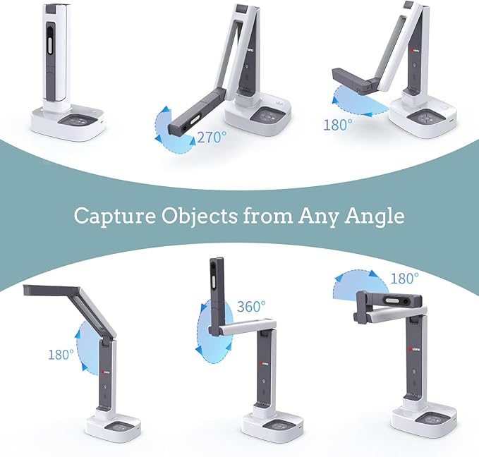 JOYUSING V513 HDMI/USB 13MP Dual Mode Document Camera for Teacher, Auto Focus, LED Light for Real-time Projection, Video Recording, Distance Learning, Works with and Without a Compute