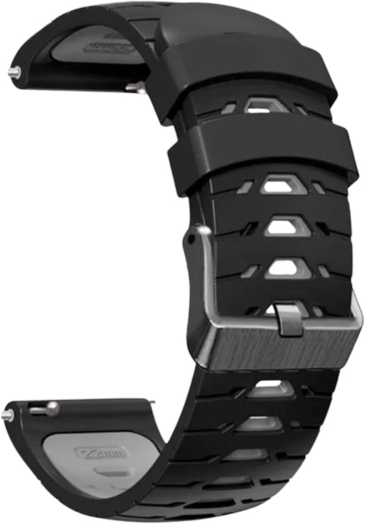 Silicone Watch Strap for Men, Silicone Smart Watch Band Strap for Original & Foreman, Smartwatch Accessories, Quick-Swap Design (Black and Grey)