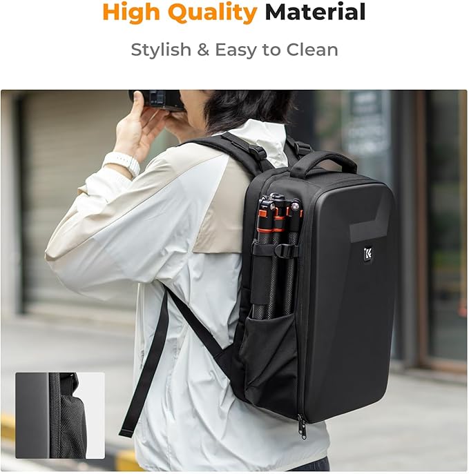 K&F Concept Camera Backpack,Hardshell Photography DSLR Camera Bag with 15-15.6 Inch Laptop Compartment Waterproof Hard Shell Camera Case Compatible with Canon/Nikon/Sony/DJI Mavic Drone