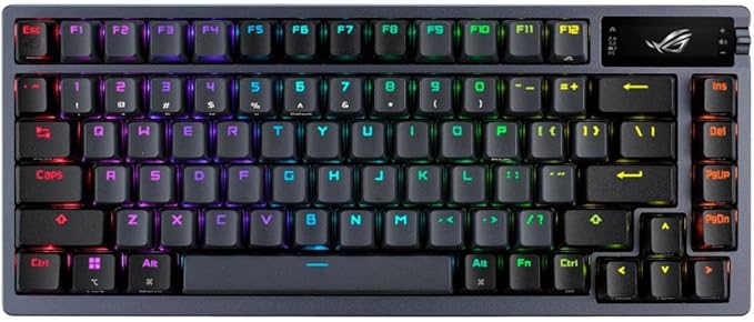 ASUS ROG Azoth Wireless Mechanical Gaming Keyboard – 75% TKL, Tri-Mode Connectivity, Hot Swappable Pre-lubed ROG NX Snow Linear Switches, PBT Keycaps, RGB, OLED Display, PC/Mac Support - Black