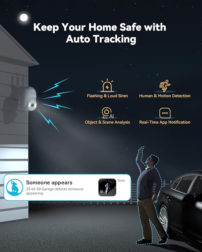 blurams 2K Wired Security Camera Outdoor, 360° PTZ Cameras for Home Security Outside with Motion Tracking, Color Night Vision, Two-Way Audio, IP66 Weatherproof, Wi-Fi 6, Compatible with Alexa 2Pack