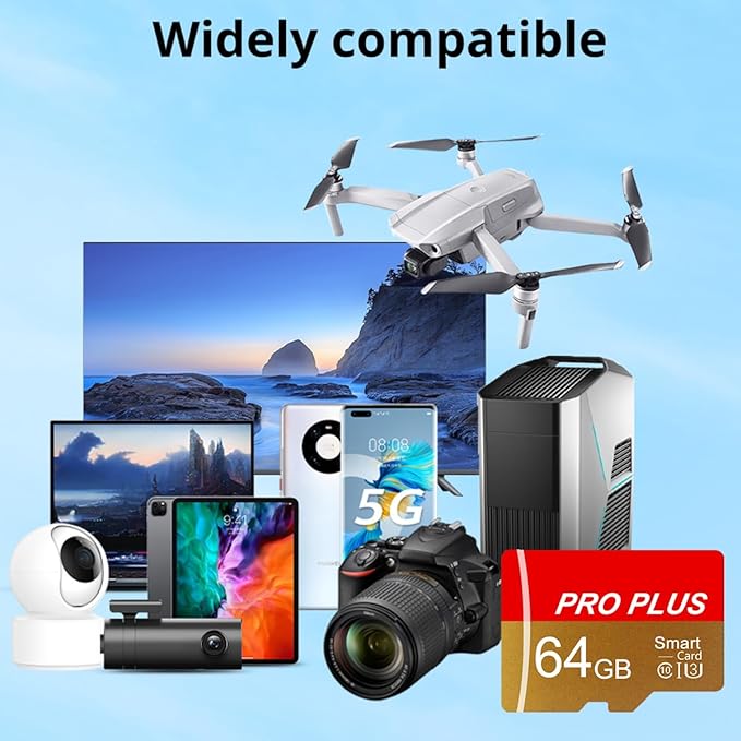 2 Pack Memory Card 64GB with Adapter, High Speed TF Card, UHS-I C10 A1 Memory TF Card for Tablet/Mobile Phone/Camera/Car Audio/Game Console (TF162 Red Gold 64GB)