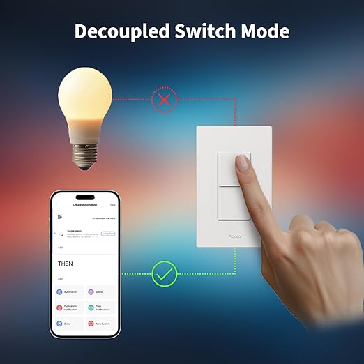 Aqara Smart Light Switch H2 (2-in-1 Neutral, 2 Buttons, 2 Channels), Thread/Zigbee Protocol, Wall Switch for Smart Home, Supports Apple Home, Google, Alexa, Matter Over Thread