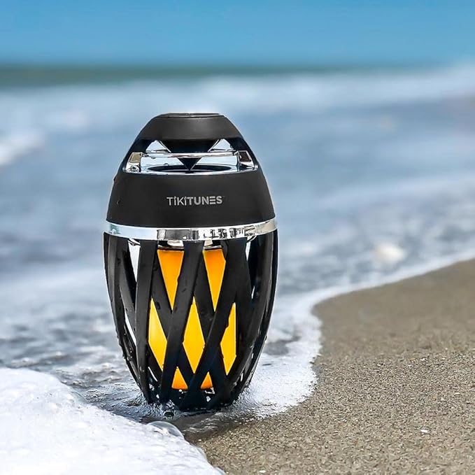 TikiTunes Portable Bluetooth 5.0 Indoor/Outdoor Wireless Speakers, LED Torch Atmospheric Lighting Effect, 5-Watt Audio USB Speakers, 2000 mAh Battery for iPhone/iPad/Android (Set of 2)