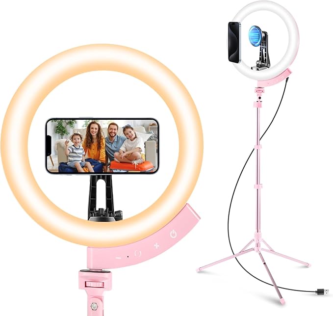 Aureday 12'' Selfie Ring Light with 62'' Tripod Stand and Magnetic Phone Holder, LED Ringlight for Recording/TikTok/Makeup/Photography, Circle Fill Light with Wireless Remote for iPhone&Android Phones