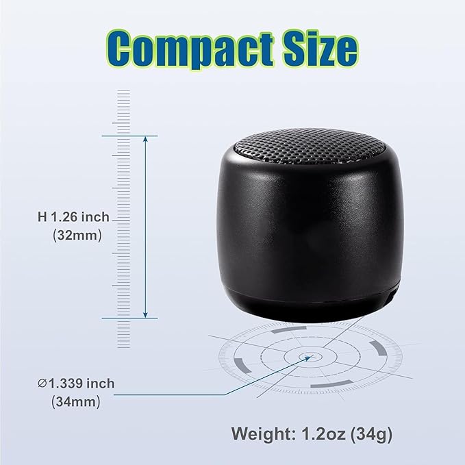 Best Mini Portable Bluetooth Speaker with HD Sound & Bass I Smallest Wireless Bluetooth Speakers for Phone/PC/Tablet I Photo Selfie Button Answer Phone Calls I Cute Tiny Speaker
