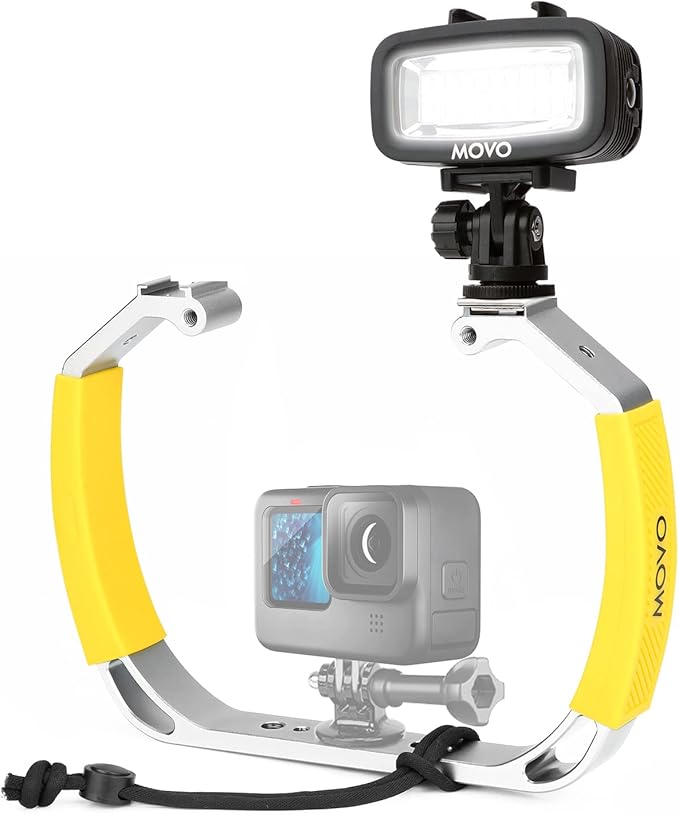 Movo DiveRig2 XL Diving Rig Bundle with Waterproof LED Light - Compatible with GoPro HERO, HERO5, HERO6, HERO7, HERO8, HERO9, HERO10 and Waterproof Action Cam - Scuba Accessories for Underwater Camera