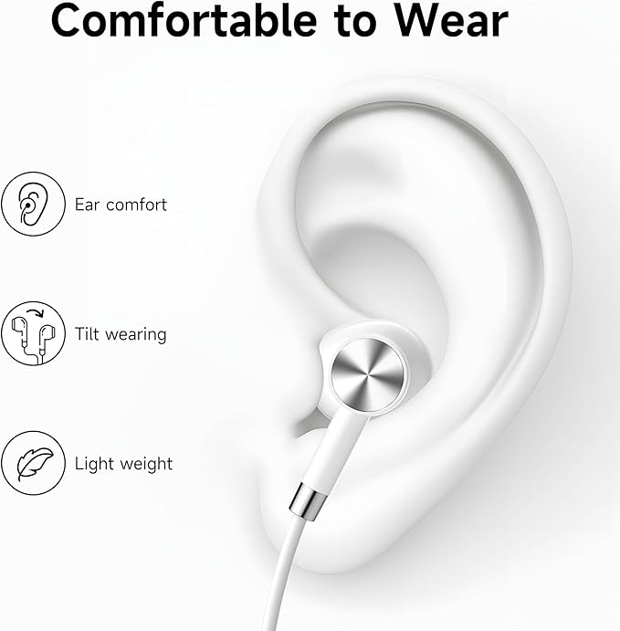 USB C Headphones for iPhone 16e 15, Wired Earphones with Mic & Volume Control,Wired Headphones for iPhone 16/16Plus/16Pro/16Pro Max/for iPad Pro/for Samsung S25/S24/S23 Earbuds