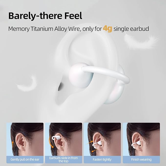 MUZEN Open Ear Headphones, Trickle 4g Lightweight Wireless Bluetooth 5.4 Clip On Earbuds with 38H Playtimes, Fit Comfort Sport Ear Clip Earbuds, Hi-Fi Earphones for Fintness Running Workout